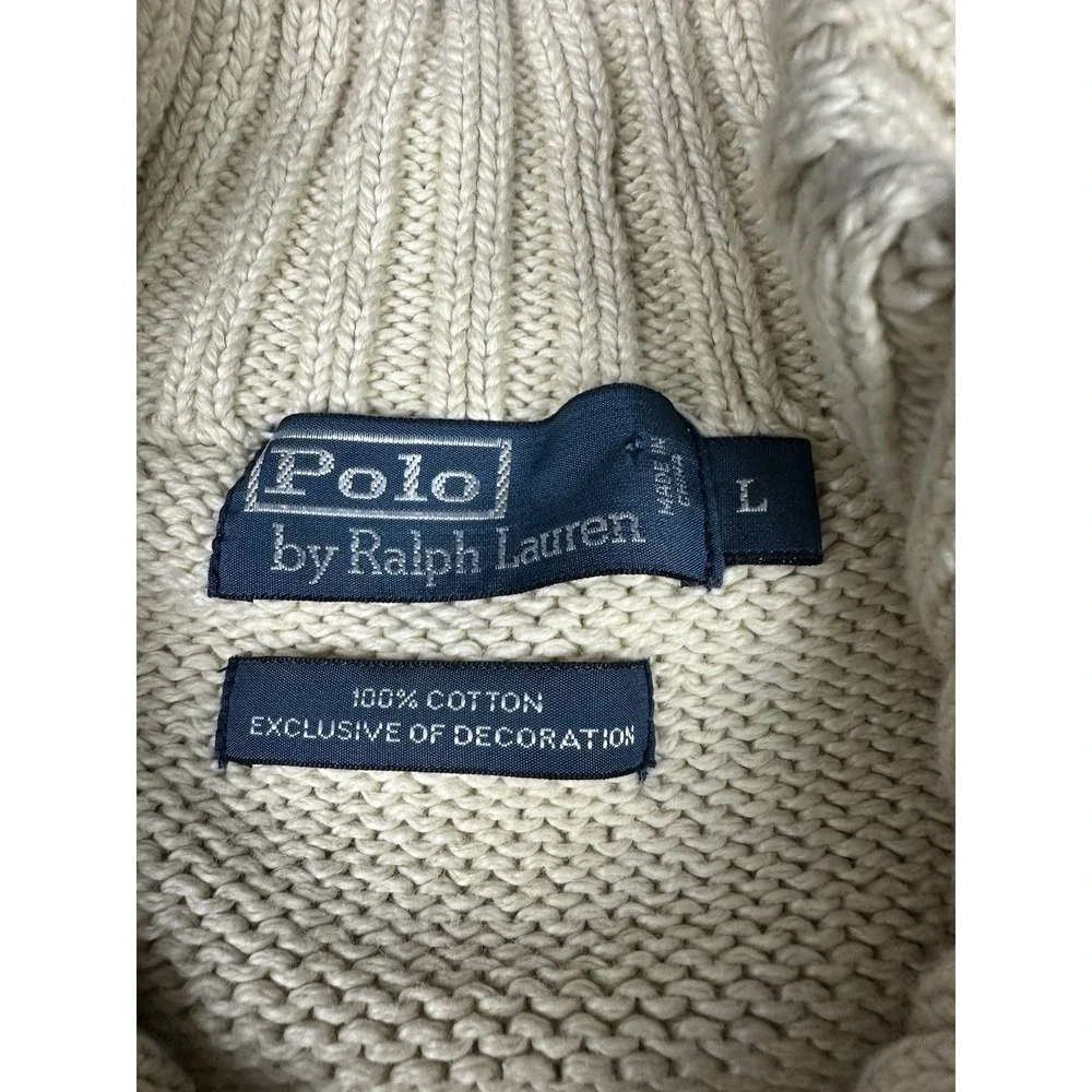 Vintage Polo Ralph Lauren Ivory/Cream Mens Cotton Mock Neck Sweater